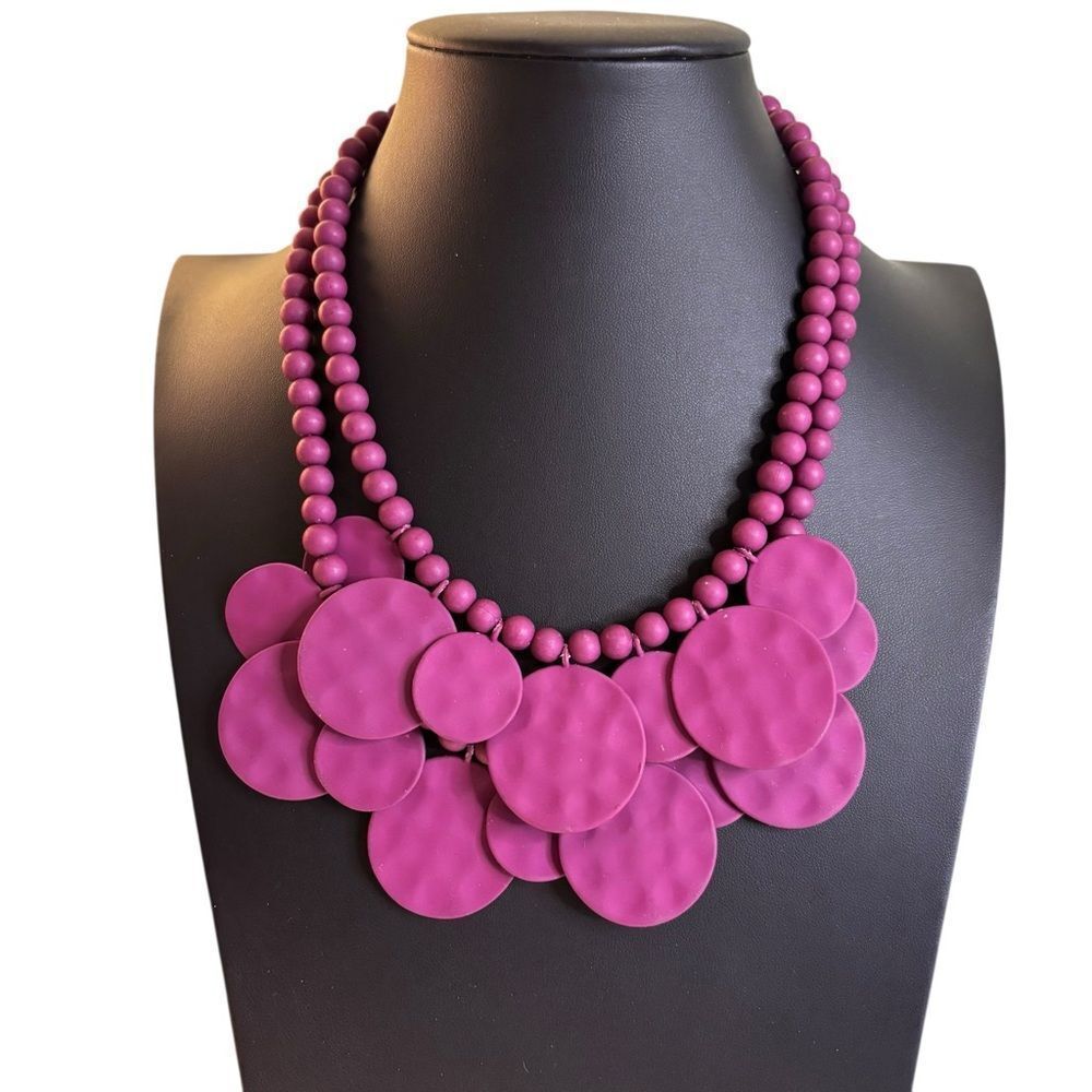 Zensii Beaded Bib Matte Medallion Coin Statement Necklace.